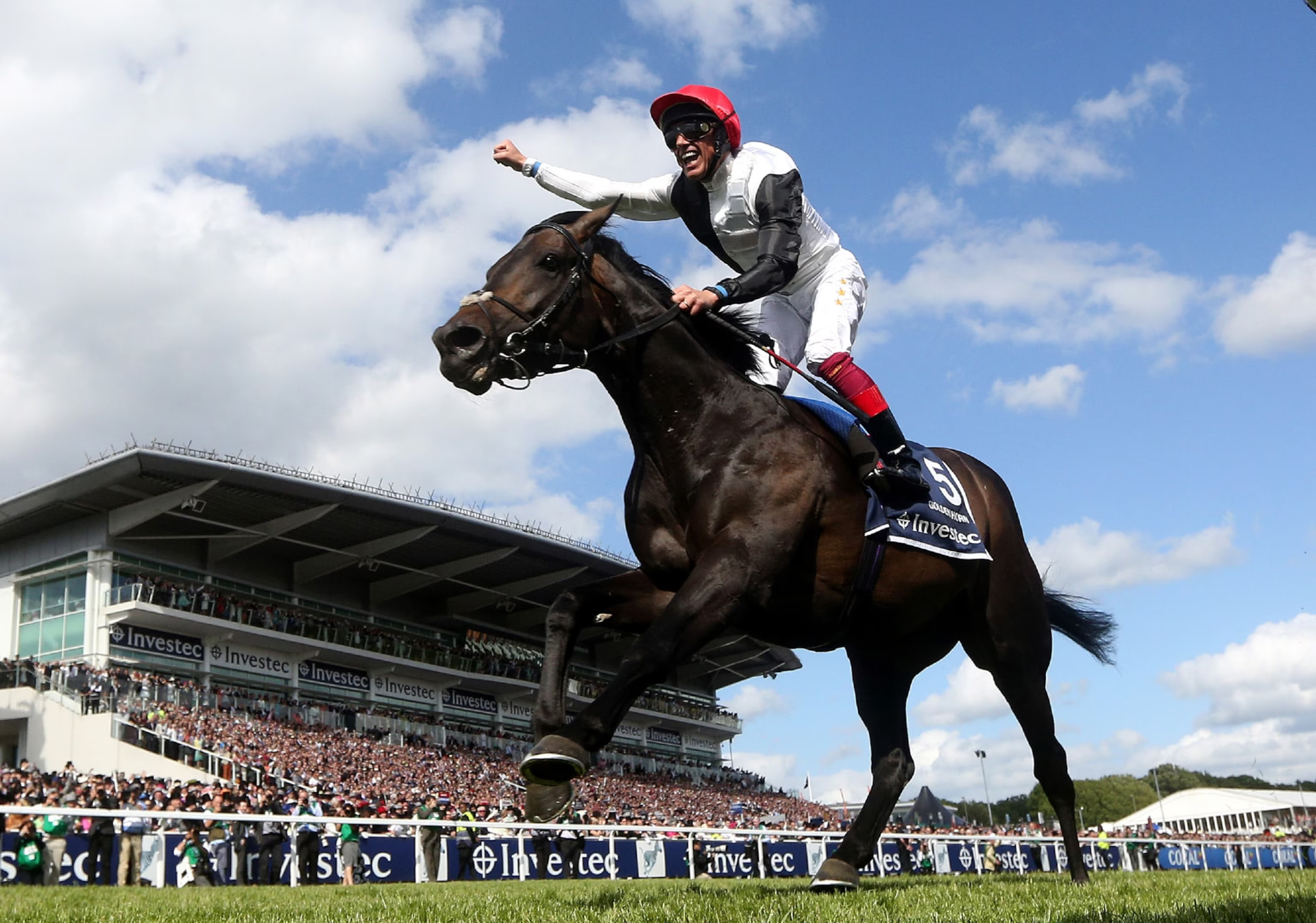 Jockey celebrating a win at the racecourse